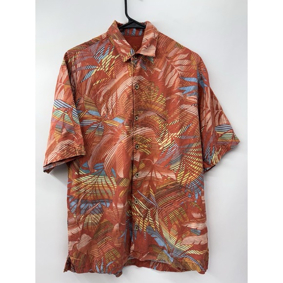 Tommy Bahama Shirt Men's Extra Large Hawaiian Camp Shirt 100% Silk Floral Orange - Picture 2 of 5